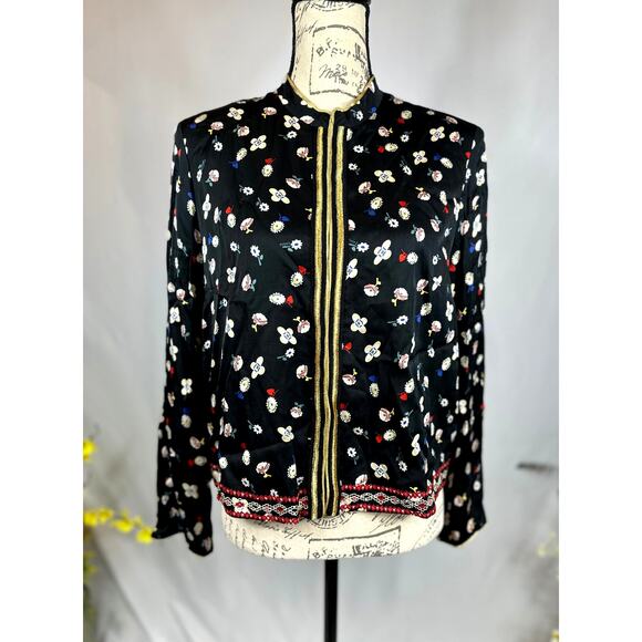 Zadig & Voltaire Vendrix Floral-Print Open-Front Jacket 38 (M) Black Multi - Picture 7 of 16